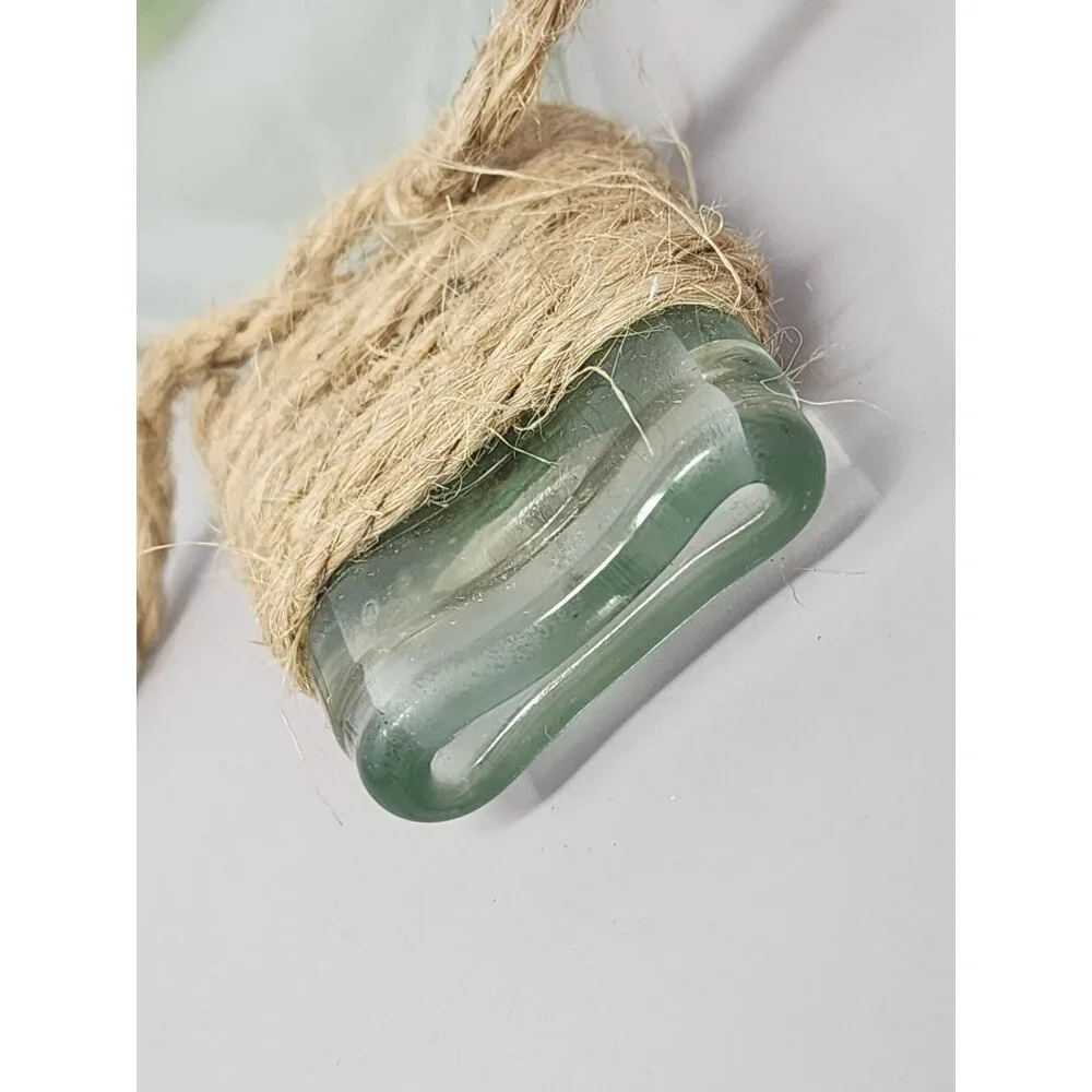 Decorative Glass Wall Hanging Bottle With Grape Design & Jute‎ Rope